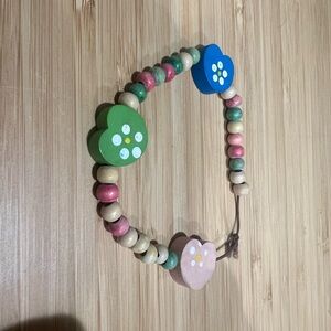 Wooden Beaded Bracelet with Flower Charms
